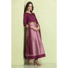 CTL-118 PLUM TAFFTA AND CHIFFON PARTY WEAR READY MADE SUIT